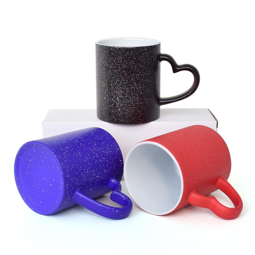 Starry Sky Heart Handle Temperature-Sensitive Color-Changing Cup with Customizable Image Logo