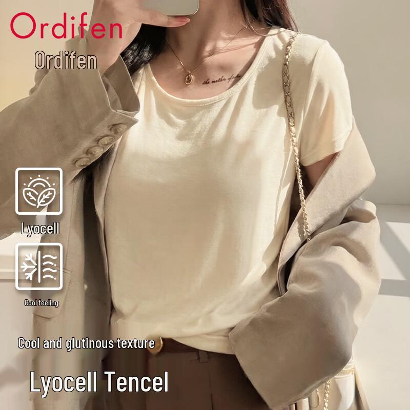 Audifin Women s Lyocell Blend Slim Fit Short Sleeve Tee XL