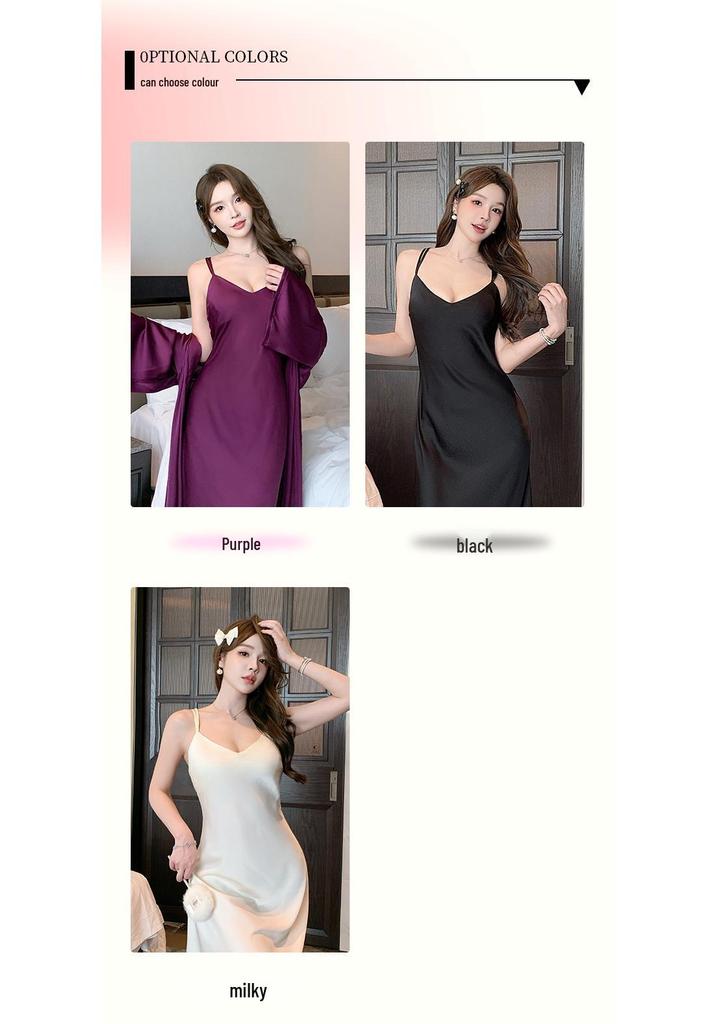Elegant French Silk Backless Camisole Nightgown