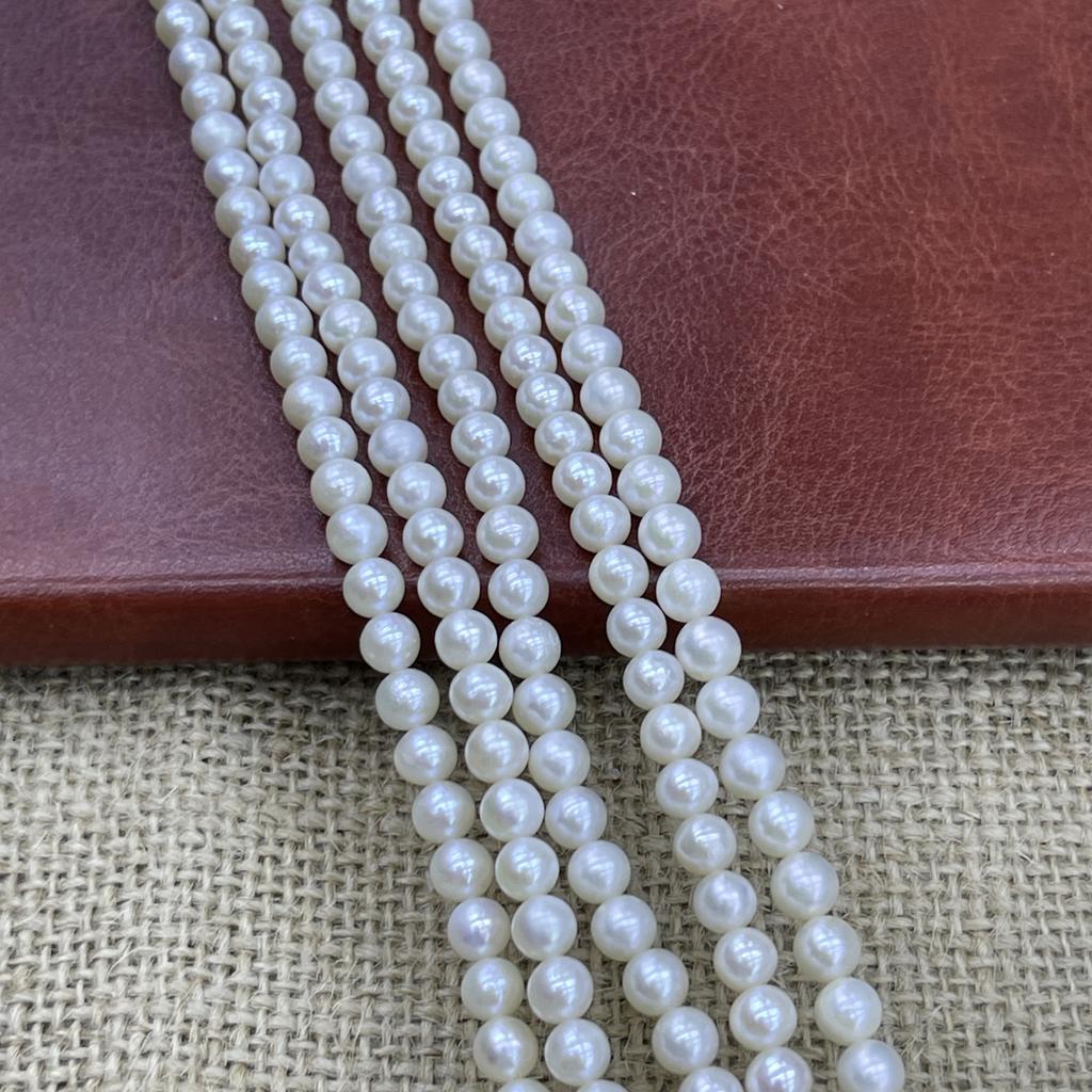 1String, White Natural Freshwater Pearls, Handmade Near Round Pearl Beads for Jewelry Making DIY Crafts (Beads 5-6mm, Length 36cm)