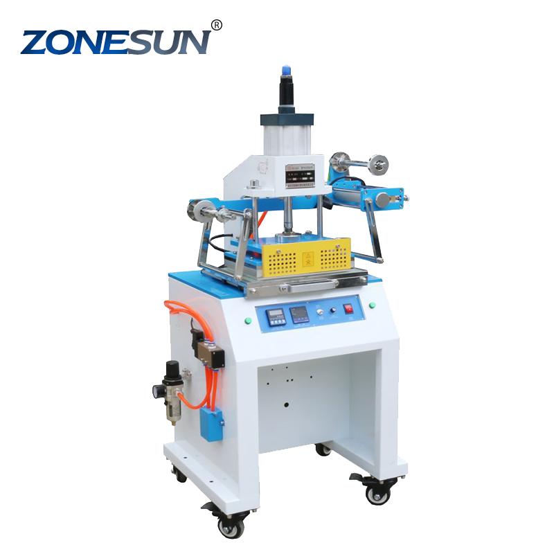 ZONESUN ZY-819D 200X300mm Máquina Neumática de Estampado Papel cuero LOGO Tarjeta de Visita Plegado presión Máquina de Repujado Inicial