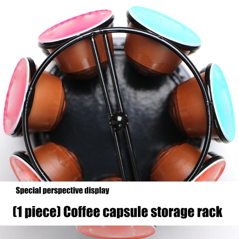Large Capacity 360 Degree Rotating Coffee Pods Holder Space Saving Iron Storage Solution for Kitchen Countertop