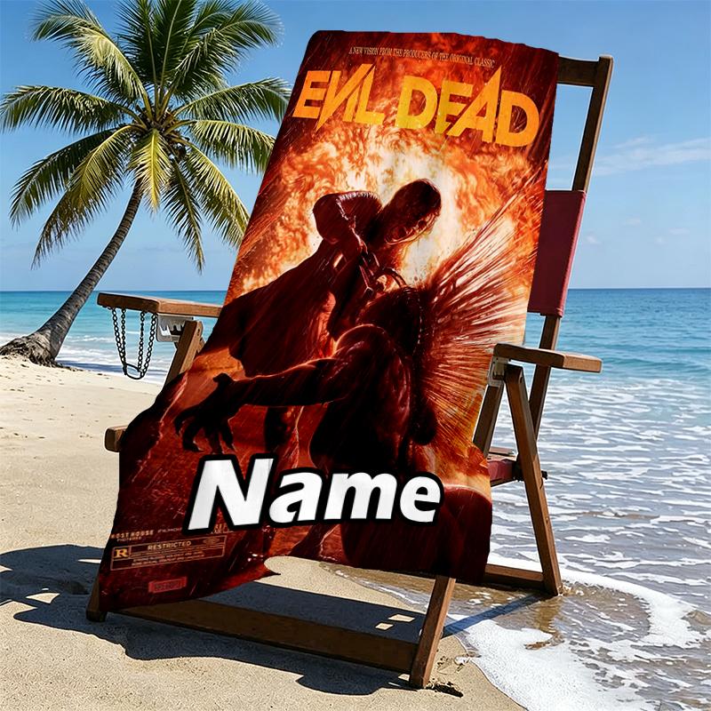 Custom Name Personalized The Evil Dead Print Beach Towel, for Trip Camping Beach Party Home Decor, Birthday Gift for Family & Friends