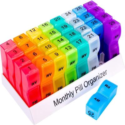 31 de zile lunar P-ill Box Organizator de depozitare Dozator portabil de medicamente Cutie de pastile colorat detasabil