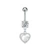 Fashion Heart Stainless Steel Belly Button Ring Shiny Zircon Dangle Navel Ring For Women Sexy Body Piercing Beach Jewelry