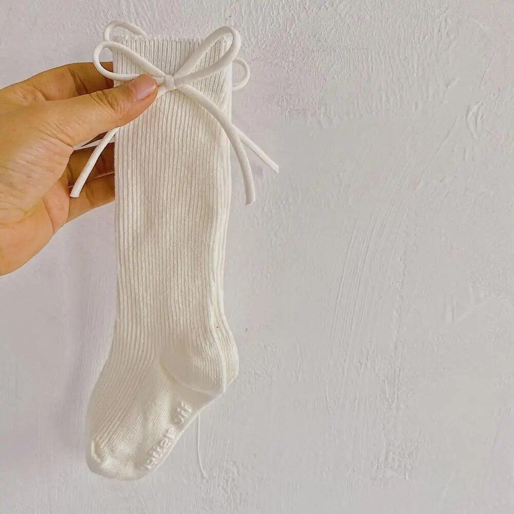 

Новые детские носки, гольфы для девочек с бантиками, Нескользящие длинные носки-трубы для малышей, детские носки принцессы, высокое качество