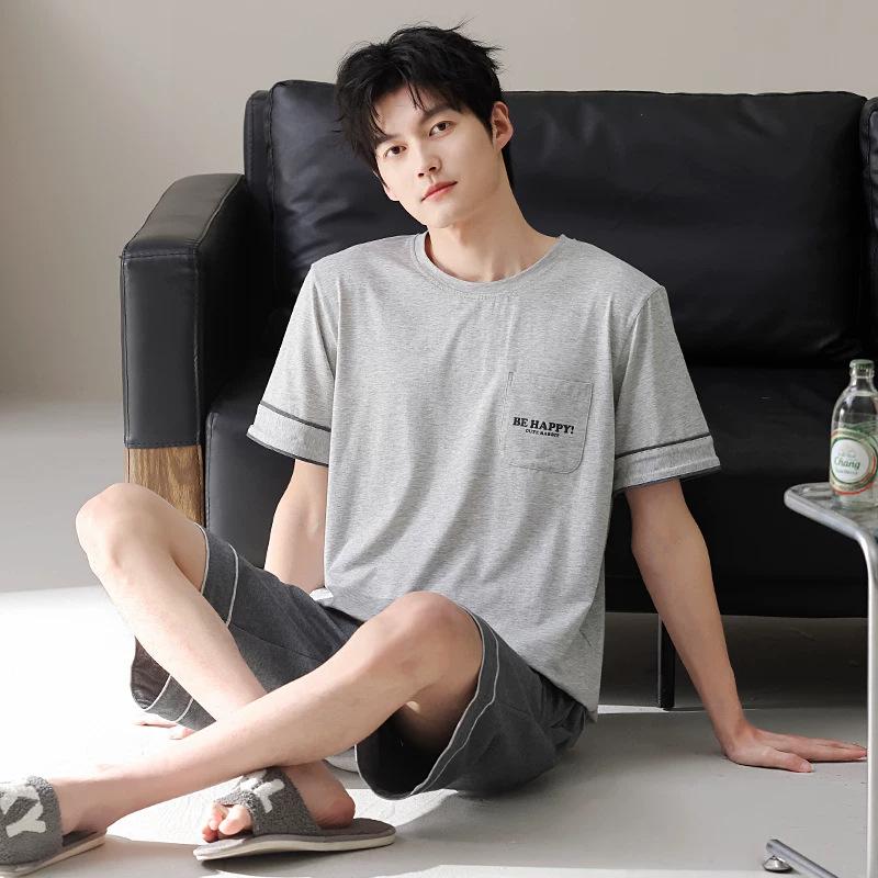 Modal pajamas men's summer 1011 new summer men's cool short-sleeved shorts large size loungewear set