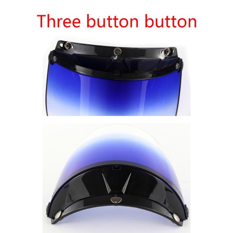 Visiera a 3 bottoni Bubble Shield Visiera per casco Open Face Lente frontale per guida moto