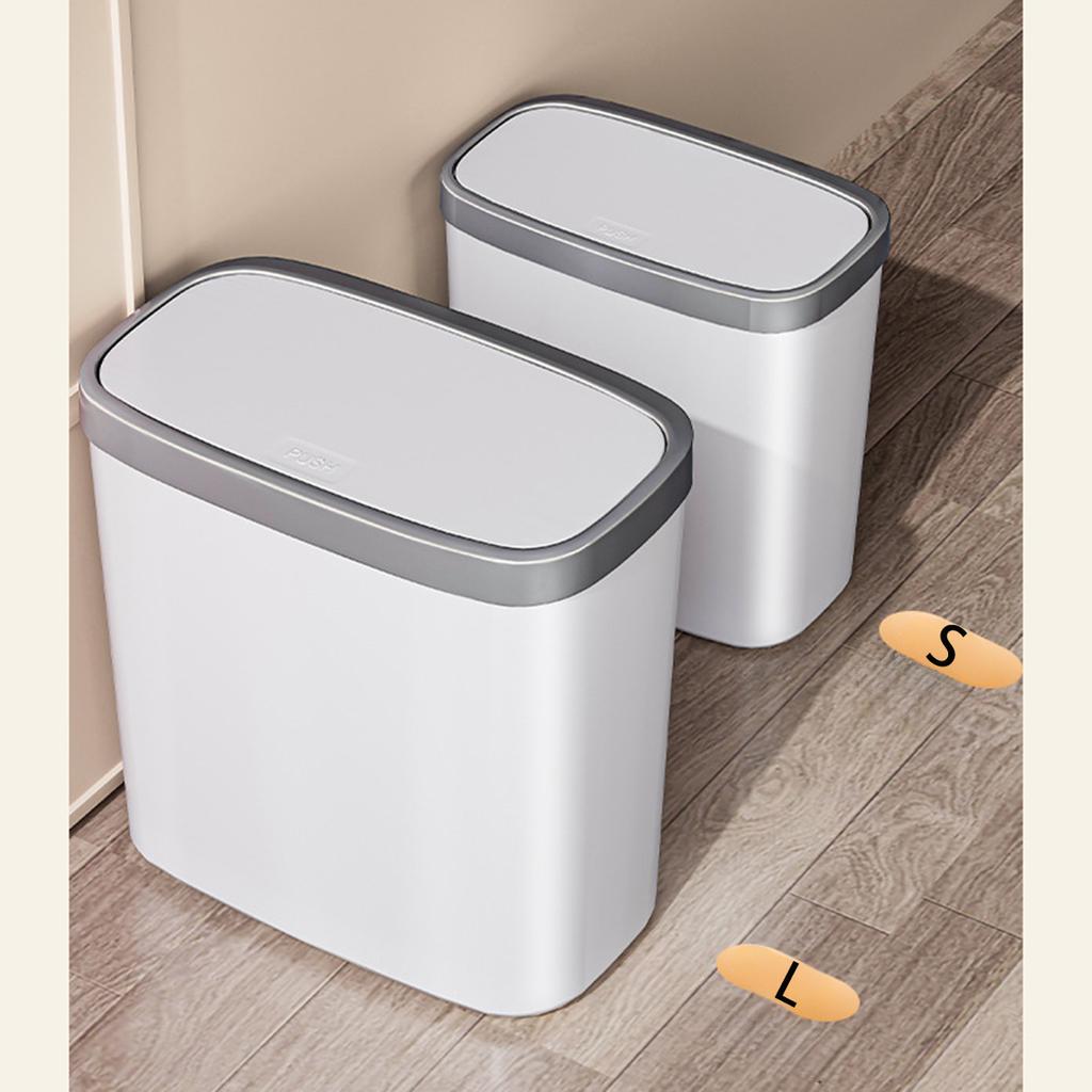 12/16L Press-type Covered Trash Can Bathroom Living Room Wastbasket with Lid Narrow Garbage Can Waterproof Dustbin Paper Basket