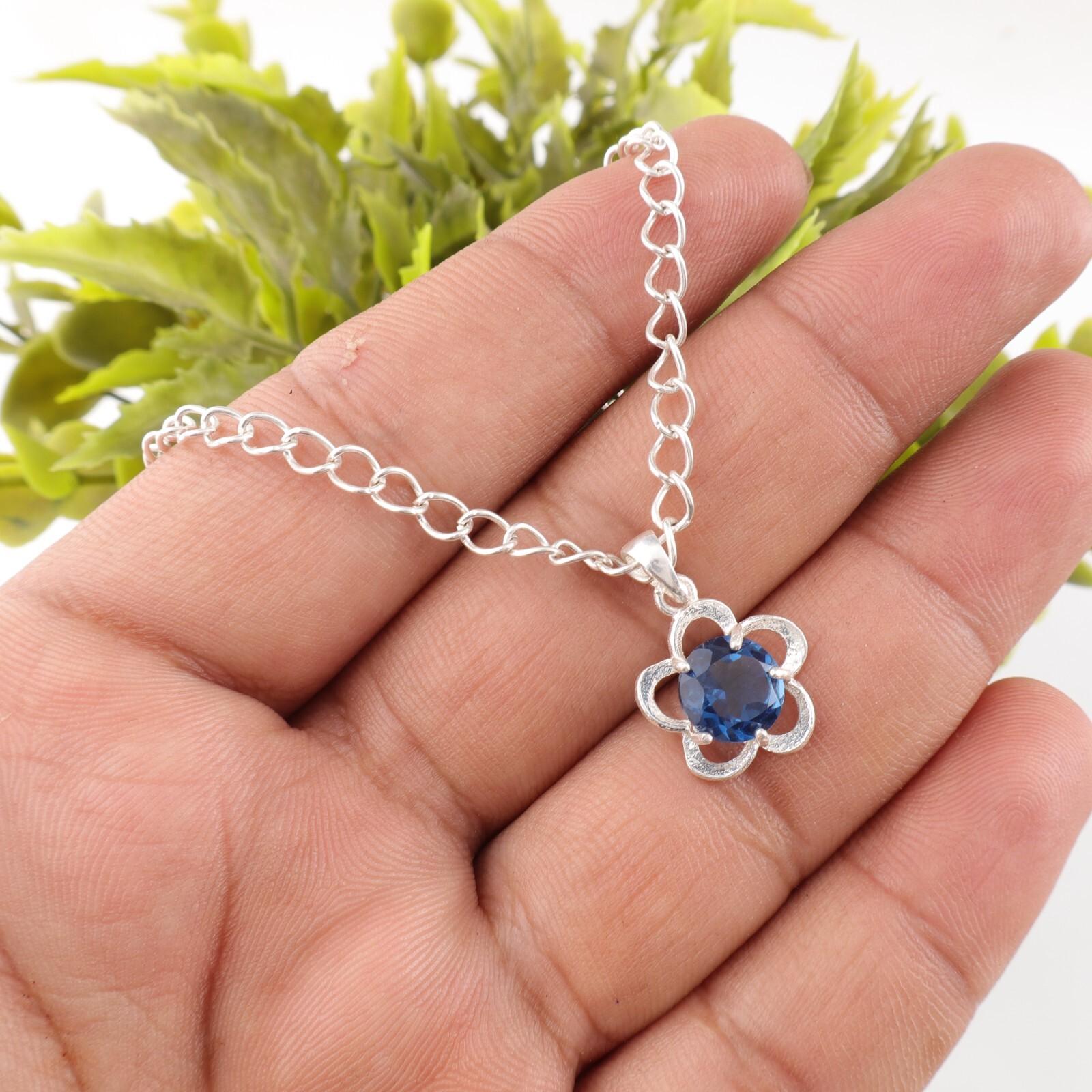 

Лондонский голубой топаз Драгоценный камень 925 Стерлинговое серебро Ювелирная подвеска Подарок на помолвку CP-27-16