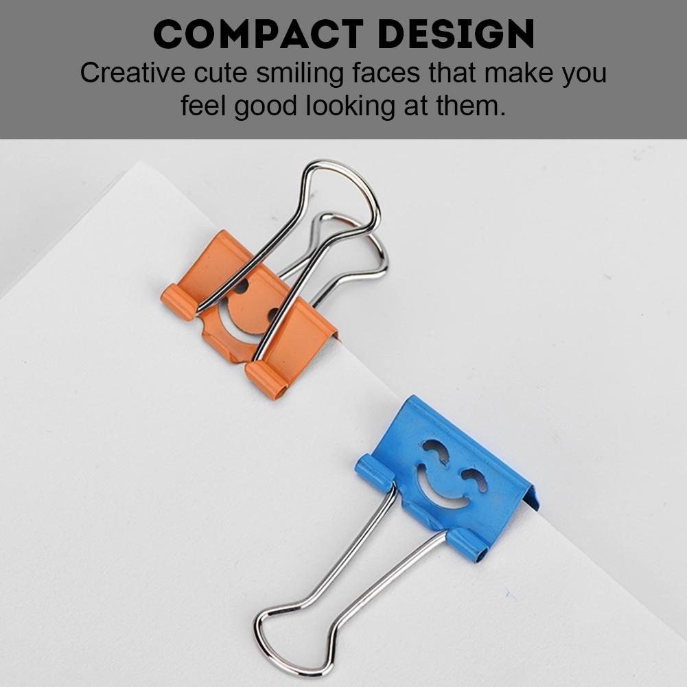 

40 PCS Box Cute Creativity Color Smiling Face Metal Paper Binder Clip for Office School