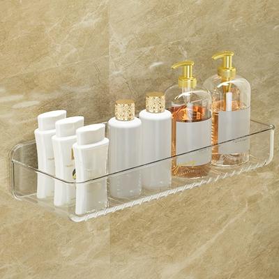 1pc, Transparent Bathroom Storage Rack, Wall Mounted Corner Punch No Toilet Storage Rack