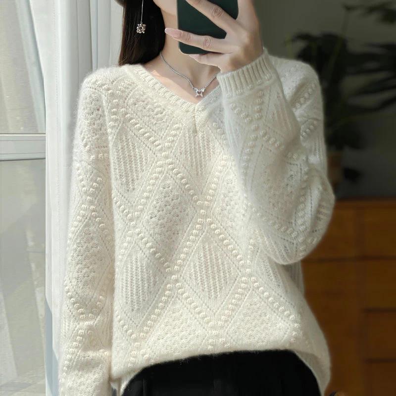 Sweater for Women Autumn Winter Thickened Pullover Warm Knitted Striped Crew Neck Base Layer Stretchy Long Sleeve Oversize Jumper Tops