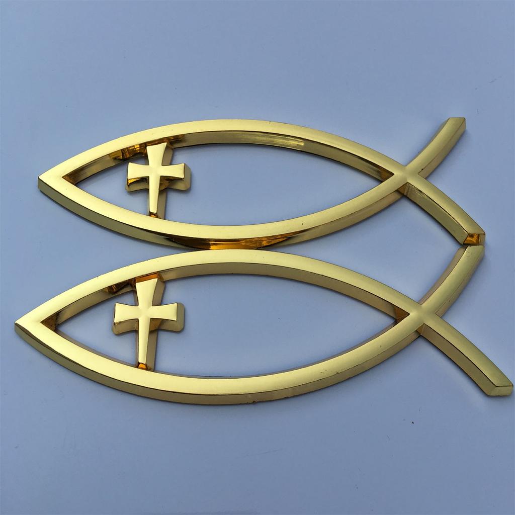 Náboženské křížové samolepky na okno do auta Vodotěsné odznak Ježíšovy ryby Nálepka s rybou Christian Ichthys pro notebooky Ledničky