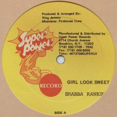 12-Zoll-Schallplatte SHABBA RANKS - Girl Look Sweet; Version / Version SPD216 Super Power 1989 US Reggae, Ska & Dub