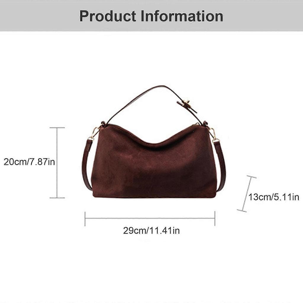 Trendy Faux Sueded Leather Top Handle Handbag for Women with Adjustable Strap Crossbody Shoulder Bag Zippered Purse brown
