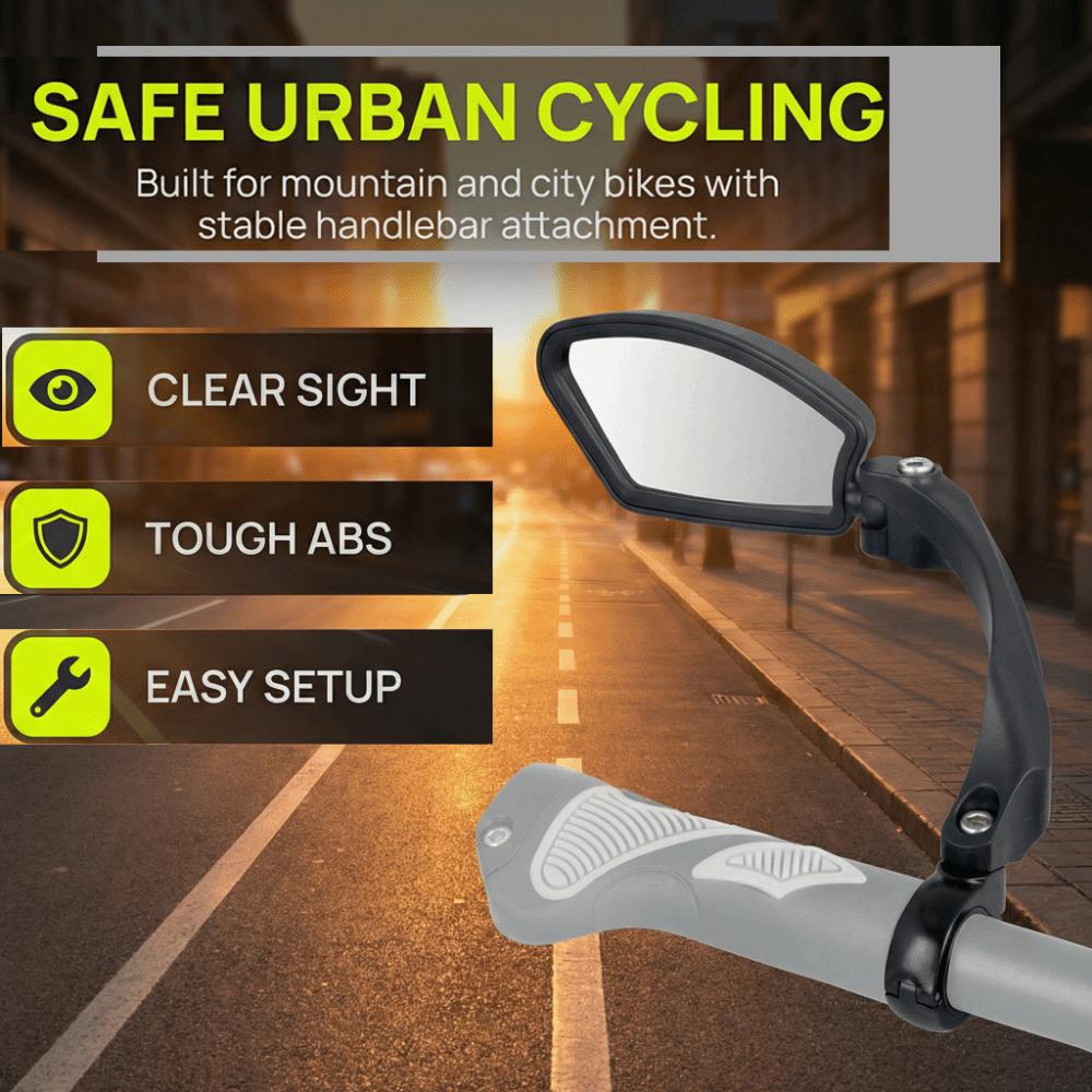 Stainless Steel Lens Handlebar Rear View Mirror Left Side Bike Folding Rearview Riding Gear