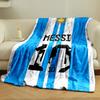 Strisce verticali blu e bianche, emblema del sole, testo "Messi", design numero 10. coperta per tutte le stagioni coperta per pausa pranzo regalo