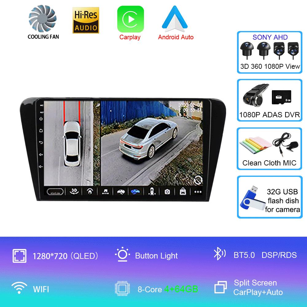 Pentru Volkswagen Skoda Octavia 3 A7 2013-2018 auto radio multimedia player video navigație GPS 4G Carplay 2 DIN Android 14