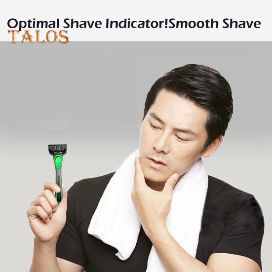 Manual Razor with 5 Blade Refills 7 Layers Stainless Steel Blade Rubber Handle Men Women Hair Beard Trimmer Remover Shaver Tool