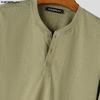 INCERUN Heren Long Sleeve Henley Shirts Casual Losse Pasvorm Basic T-shirts Lichte Topjes