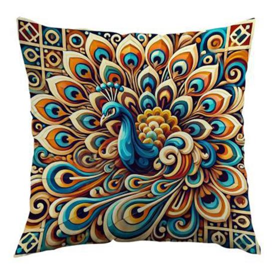 Бохо Наволочка с Павлином Цветная Подушка-Плед с Павлином Декоративная Наволочка для Дивана Гостиной Спальни Домашний Декор 45x45cm B