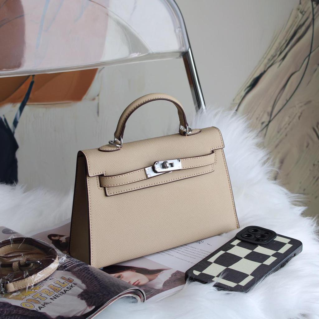 Bolso Kelly Color Caramelo: Bolso de Mano de Moda Europeo y Americano para Mujer, Bolso de Hombro Único o Cruzado de Gama Alta