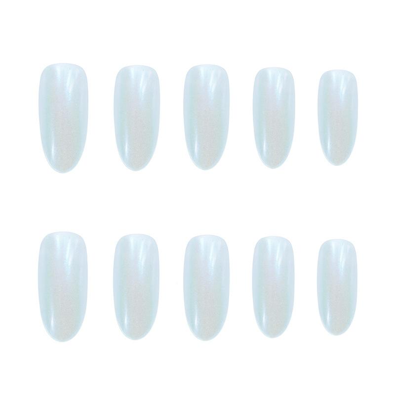 24pcs/set Pearl Glitter Fake Nail Strips Nail Stickers DIY Finished Wearable Manicure