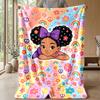 Peaceful Rainbow Flowers Theme blanket Lightweight Warm Flannel Blanket Decorative Throw Blanket for Home Decoration