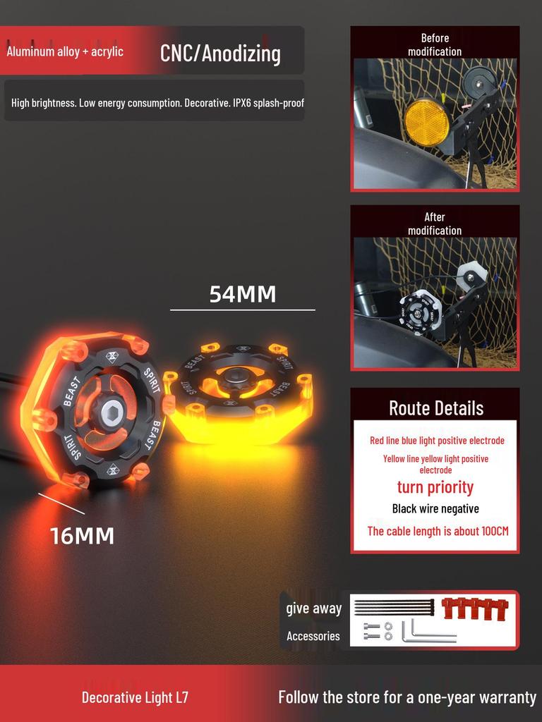 12V High-Brightness LED Motorcycle Abyss Decorative Lights - Personalized Atmosphere with Side Warning