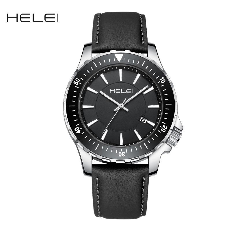 2024 Simple Waterproof Genuine Leather Men's Quartz Wristwatch with Calendar