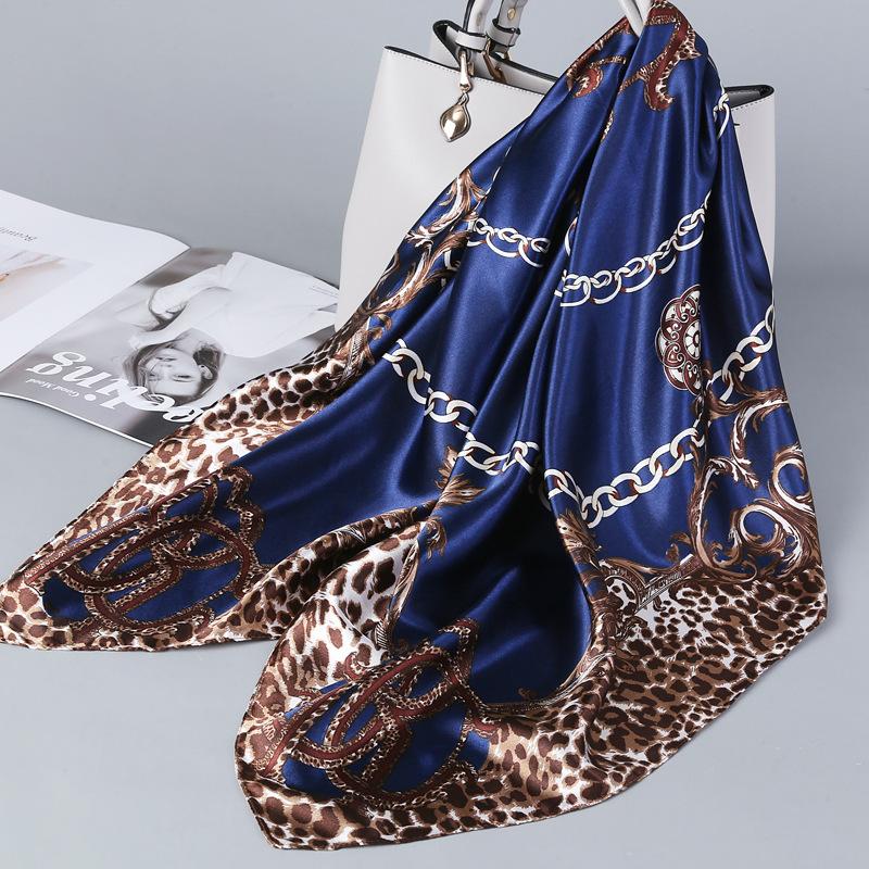 

Женский шелковый квадратный платок Дамская бандана Повязка на голову Шаль Сатиновый фуляр Женский большой хиджаб Шейный платок Шарфы Пашмина Повязка на голову One Size