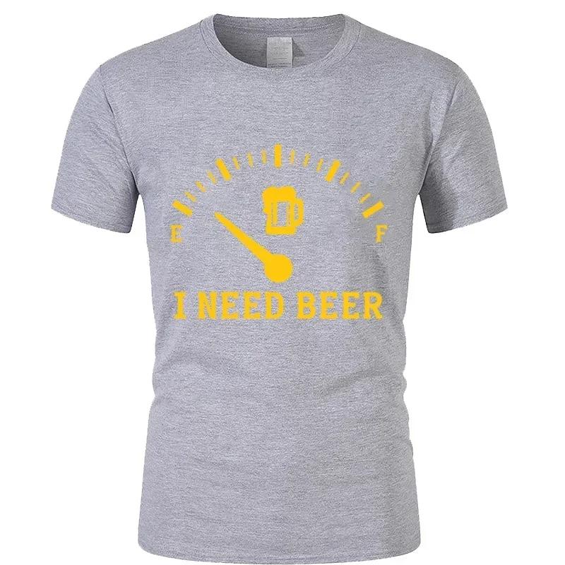 ICH BRAUCHE BIER T-Shirt für Herren Modetrend Unisex T-Shirt Kurzarmshirt Rundhals-Tees Lässig Locker Schwarze Kleidung Übergroße Oberteile