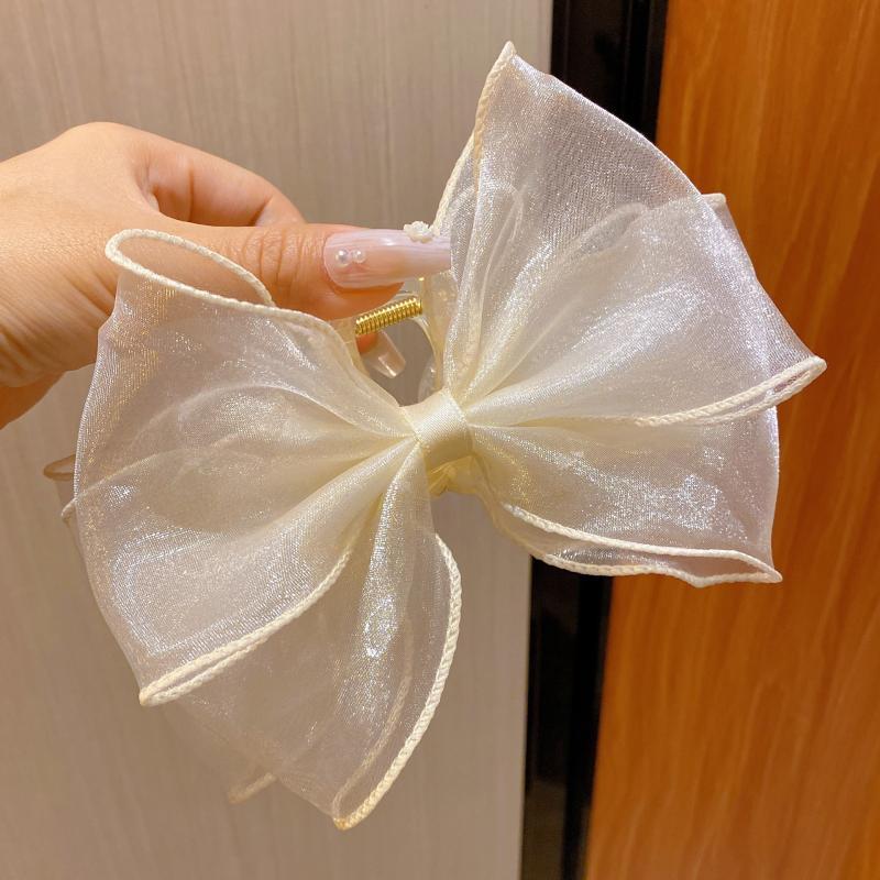 

Милый сетчатый кружевной бант Большая заколка-краб для волос для женщин Заколки для волос Повседневный Универсальный зажим-краб Заколки для волос Аксессуары для волос бежевый