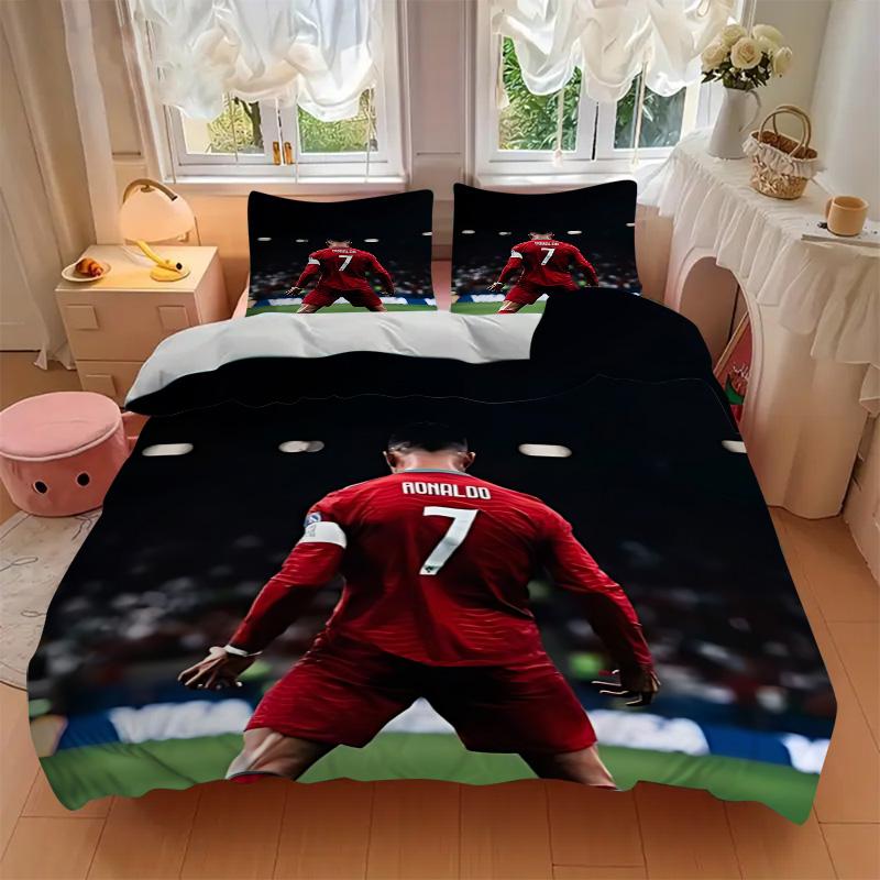 Ronaldo Number Football Jersey Print 3Pcs Bedding Set,Duvet Cover with 2 Bedro,Pillowcase Home Birthday Gift