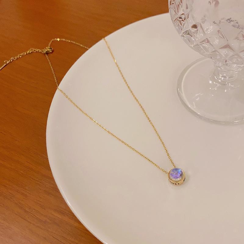 "Elegant Korean Titanium Steel Zircon Bow Necklace for Women"