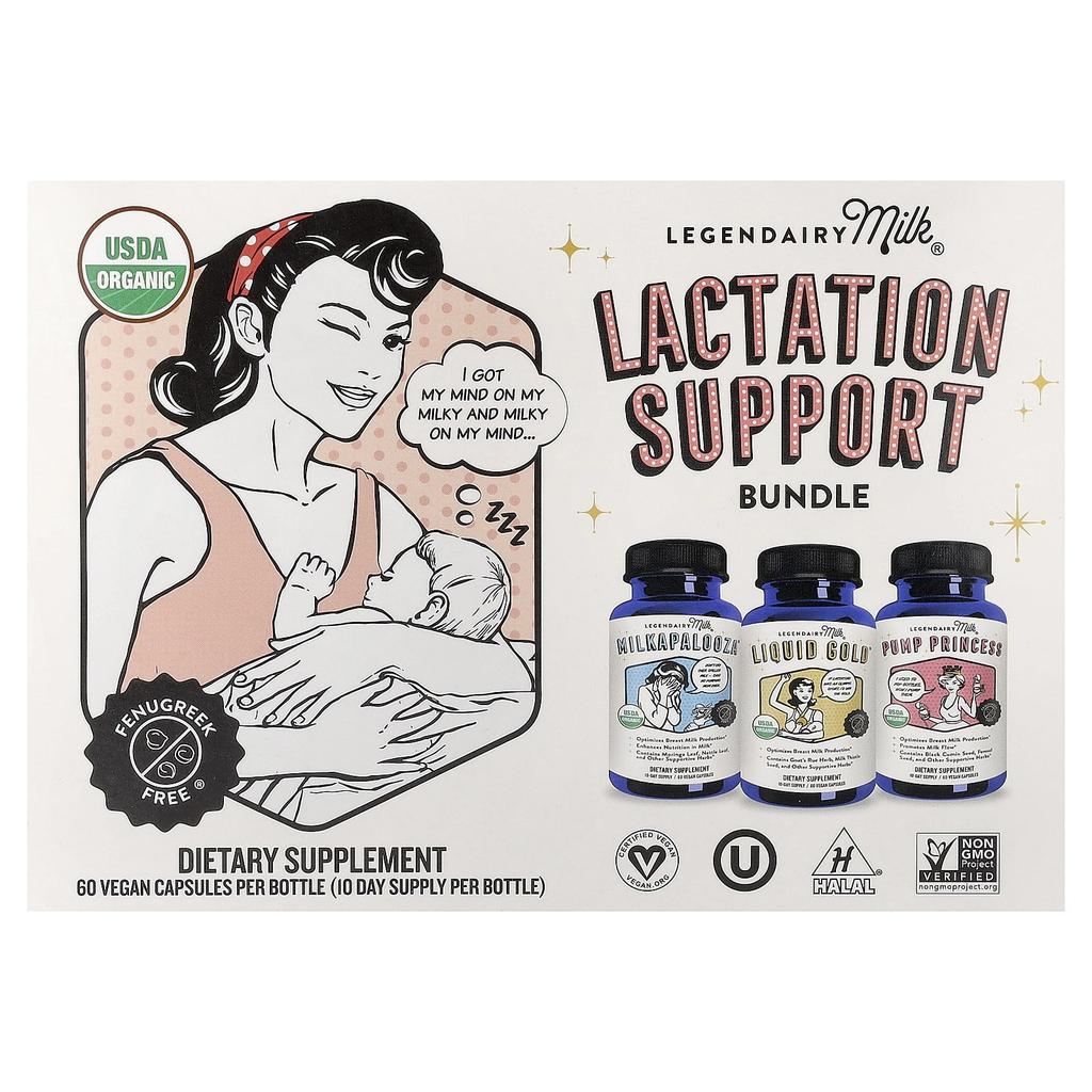 Legendairy Milk Breastfeeding Support Bundle, 3 Bottles, 60 Vegan Capsules Each