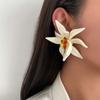 Ingemark Vintage Creative CCB White Big Flower Stud Earrings Women Trendy Geometric Pierced Earring New Year Jewelry Accessories