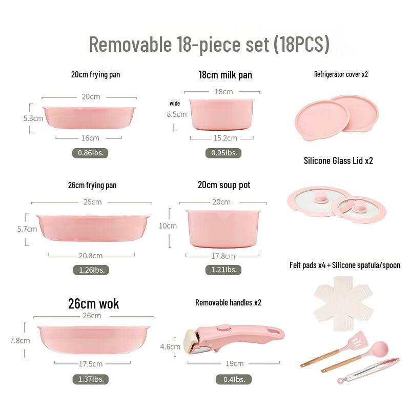 

ZISIZ Detachable Ceramic Coated Cookware Set