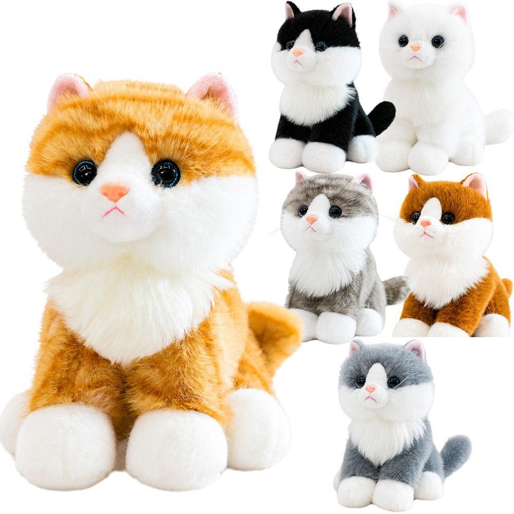 Meow Sound Effect Realistic Stuffed Cat Doll Soft Plush Simulated Cat Plushie  Home Decoration