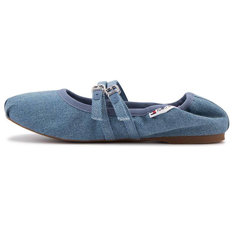 Tommy Hilfiger Schnalle Doppelriemen Denim Mary Jane Schuhe Damenschuhe Gewaschen-Blau EN0EN02782 37 gray