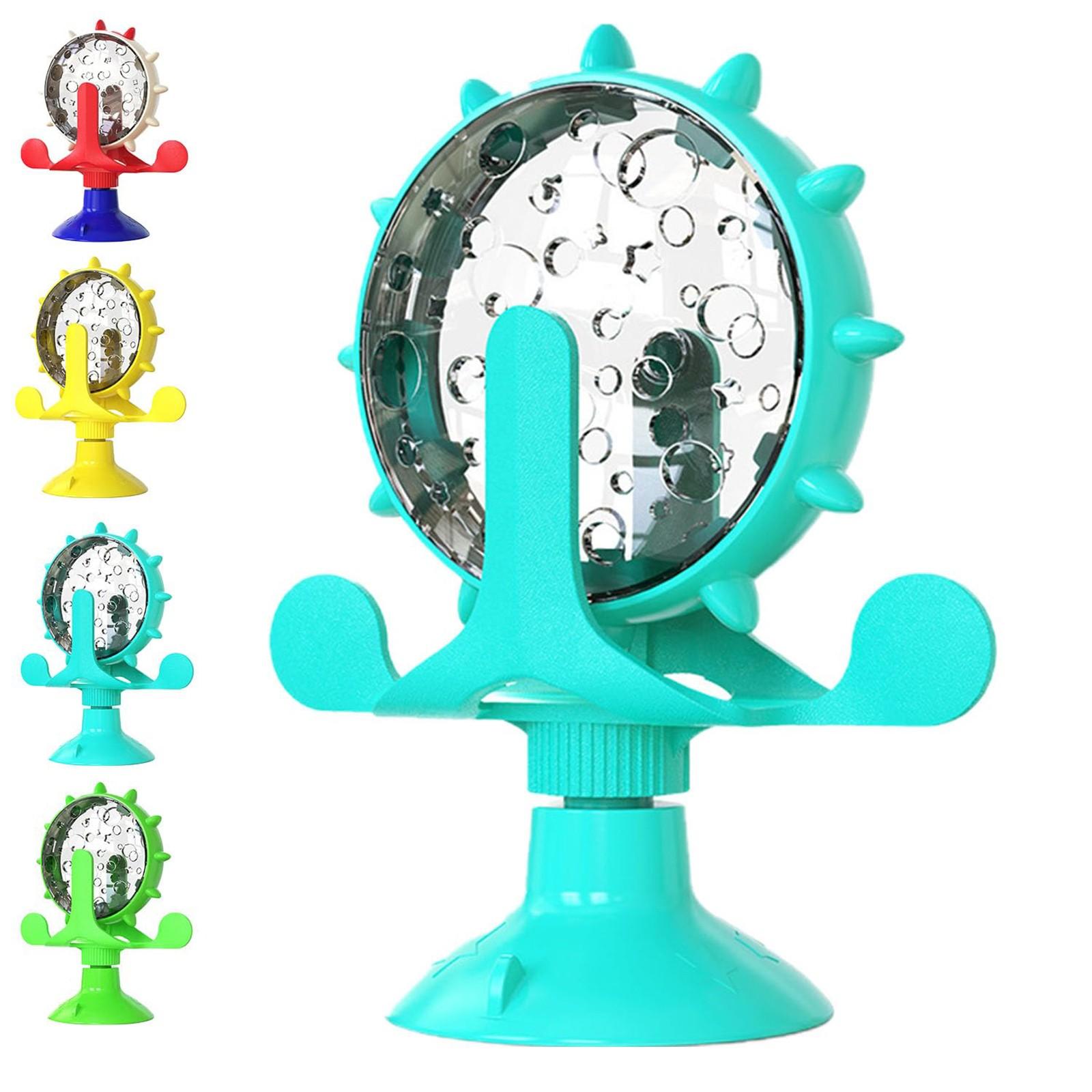 

Lally-Pet Food Вращающаяся мельница для кошек и собак, вращающаяся на 360° игрушка-дозатор для домашних животных с присоской, медленное кормление домашних животных Обучение кормлению One Size циан