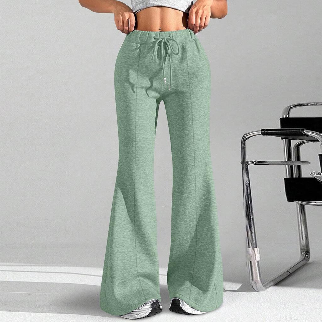 Dámské módní volné kalhoty cargo s pevnou barvou a stahovací šňůrkou v pase, ležérní zvony