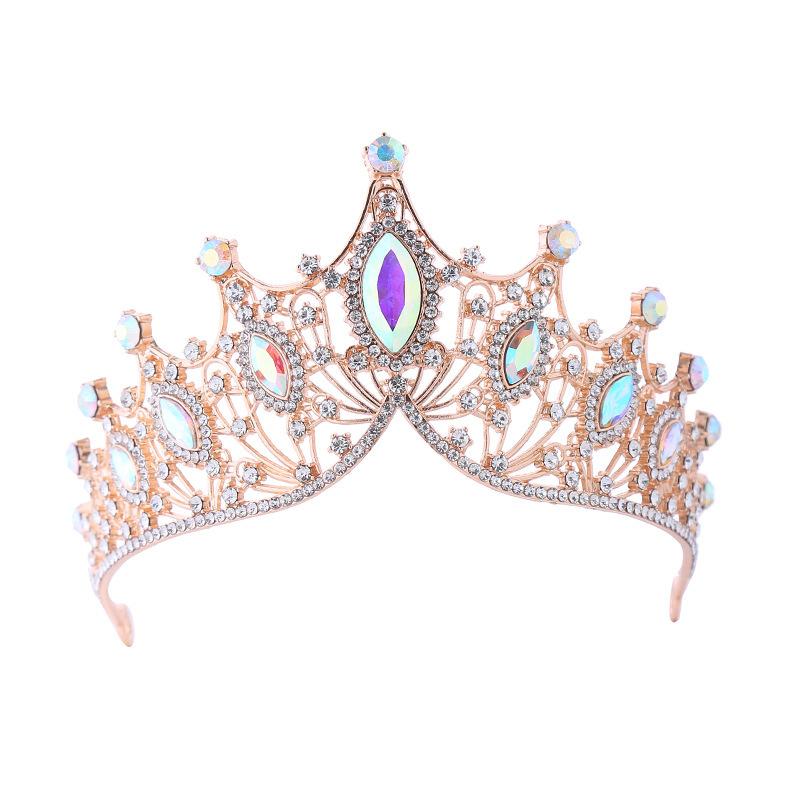 European and American Crown Headwear Wedding Dress and Evening Gown Accessories Retro Baroque Luxurious and Grand Crystal Crown