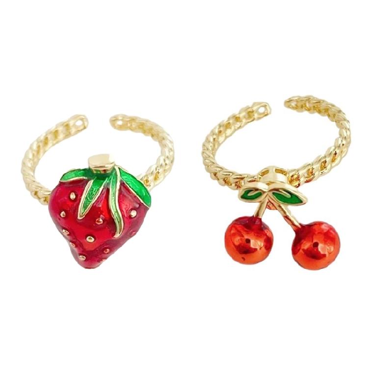 Fashionable Strawberry Rings Portable and Sturdy Alloy Jewelry Accessory for Everyday Use or As Thoughtful Gifts