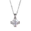 Silver Plated Square Cut Clear Zircon Pendant Necklace