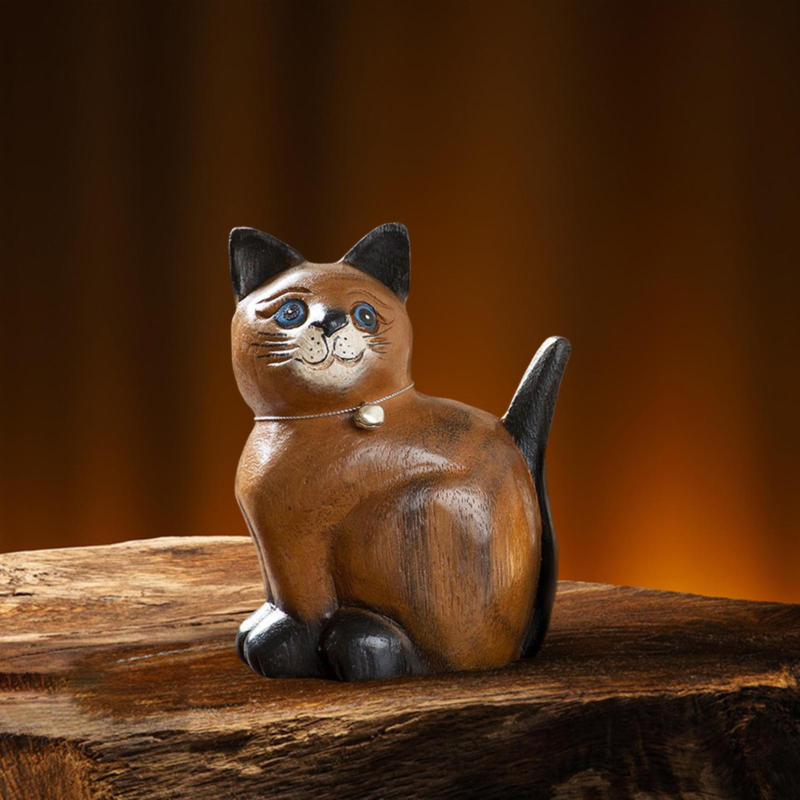 Cat Statue, Kitten Figurine Ornament Creative Holiday Collectible Animal Sculpture for Table
