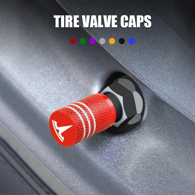 FOR Car Tire Valve Stems Cap Aluminum Tire Wheel Stem Air Valve Cap For Tesla Model 3 Model X Y S Roadster
