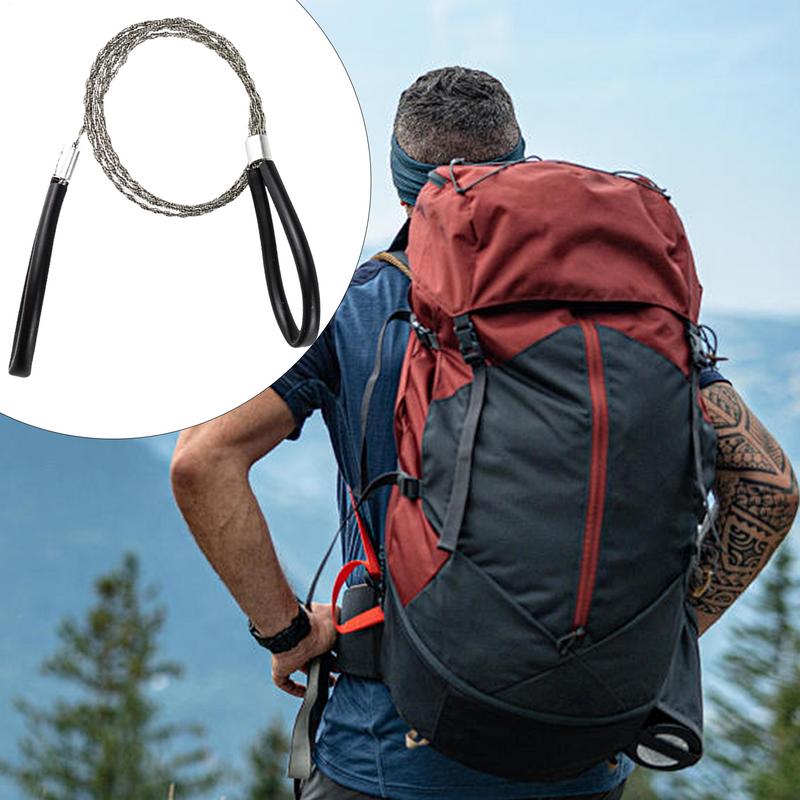 Portable Stainless Steel Wire Saw with Finger Handle Camping Hiking Pocket Manual Cutting Chain Saws Outdoor Survive Hand Tool