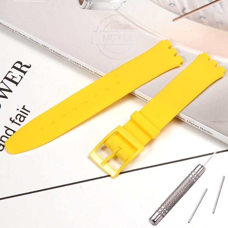 Silikonový řemínek pro Swatch SFS103 SFV107 SFN120 SFK397 SFK360 SFK361 Pásek na hodinky 16mm Dámský náramek Vodotěsné doplňky k hodinkám